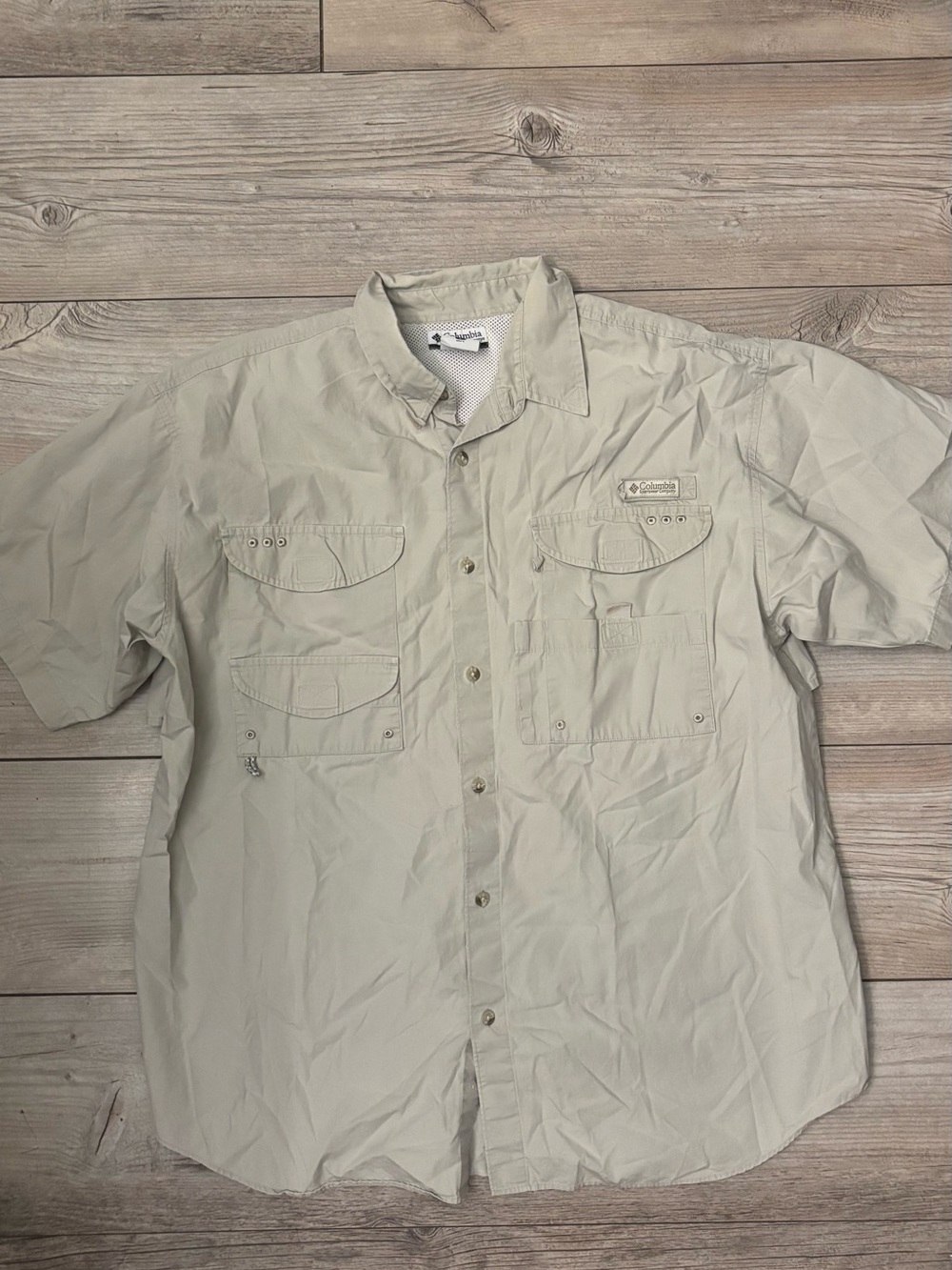 Columbia PFG Men’s Short-Sleeve Fishing Shirt - Light Khaki Large